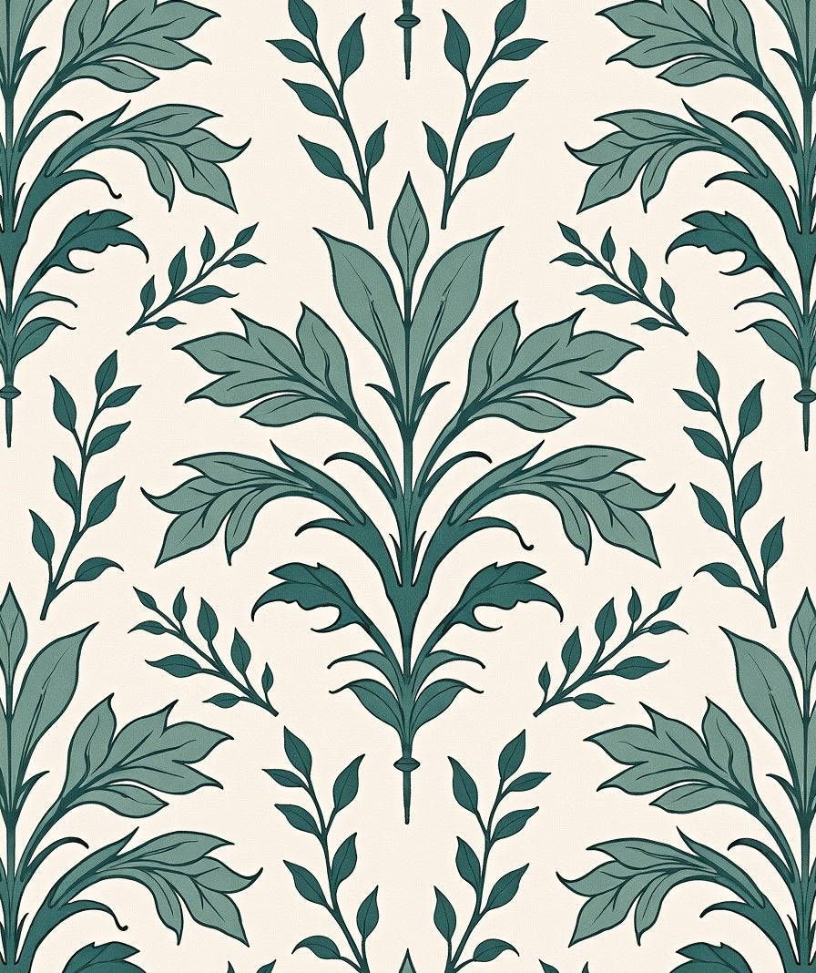 Teal Botanical Floral Garden Rug