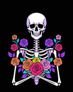 Vibrant Skeleton Multicolor Rose Arrangement Rug