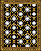 Black White Gold Starburst Medallion Rug