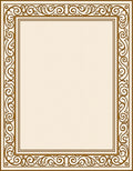 Classic Warm Ochre Scrollwork Border Rug