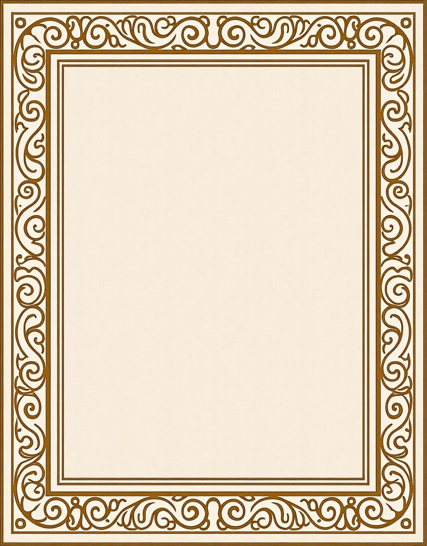 Classic Warm Ochre Scrollwork Border Rug