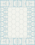 Light Blue Geometric Hexagon Panel Rug