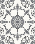 Antique Gray Medallion Floral Vines Rug
