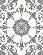 Antique Gray Medallion Floral Vines Rug