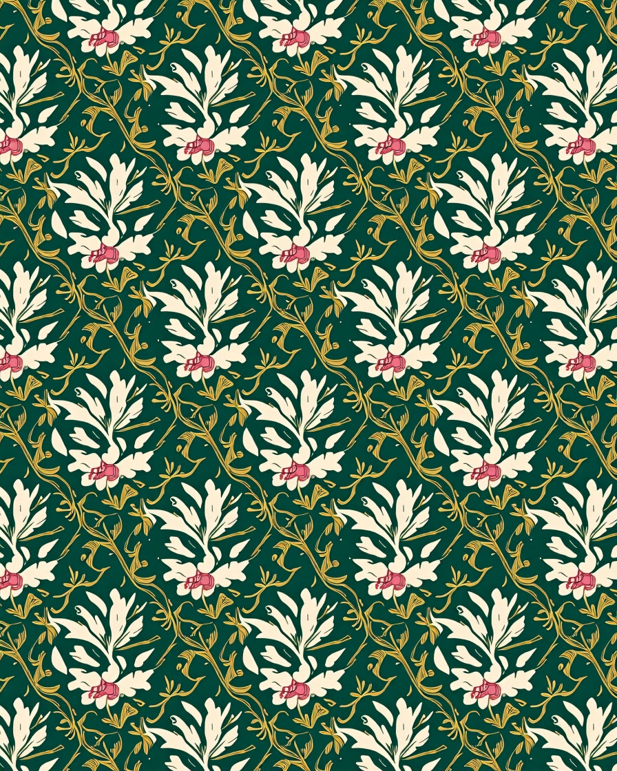 Emerald Green Floral Garden Medallion Rug