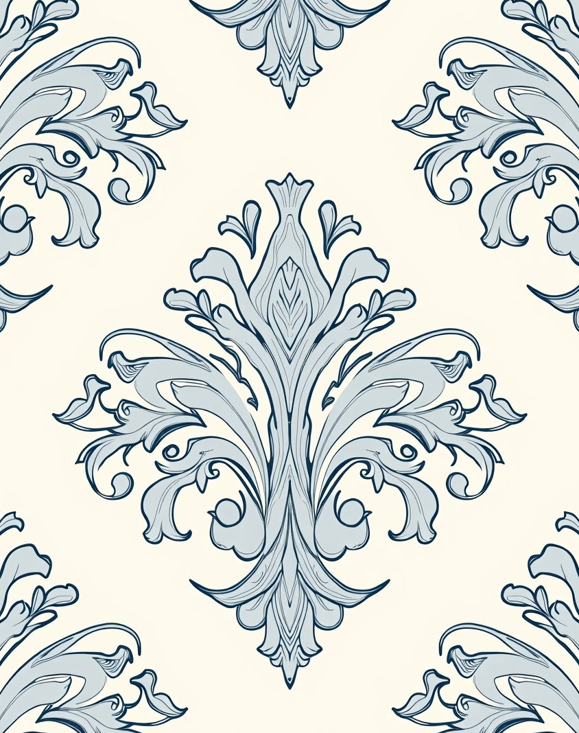 Pale Blue Acanthus Scroll Ornament Rug