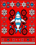 Red Black Blue Shark Starburst Rug