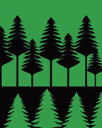 Black Pine Forest Silhouette Green Rug