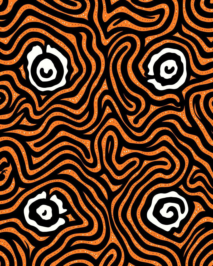 Bold Orange Swirl Abstract Eye Rug