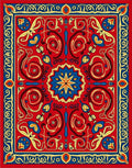 Scarlet Floral Medallion Border Rug
