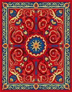 Scarlet Floral Medallion Border Rug