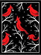 Bold Red Cardinals on Snowy Branches Rug