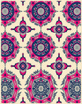 Crimson Navy Medallion Sunburst Rug