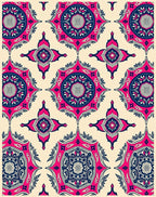 Crimson Navy Medallion Sunburst Rug