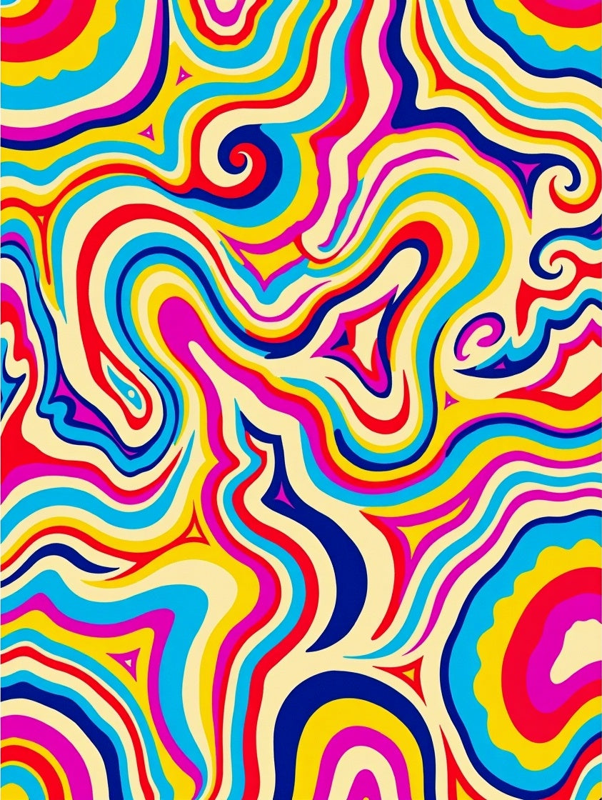 Vibrant Retro Swirls Abstract Rug