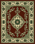Earthy Red Floral Vine Medallion Rug