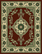 Earthy Red Floral Vine Medallion Rug
