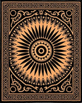 Orange Sunburst Mandala Medallion Rug