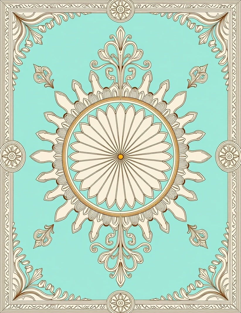 Aqua Palace Medallion Artwork Rug