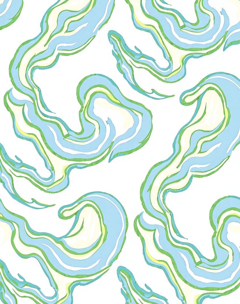 Soft Blue Green Swirling Brushstroke Rug