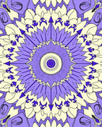 Purple Yellow Mandalas Radial Bloom Rug