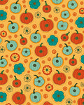 Autumn Pumpkins Turquoise Floral Scatter Rug