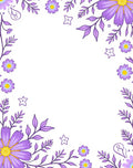 Purple Floral Border with Yellow Accents Rug