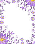 Purple Floral Border with Yellow Accents Rug