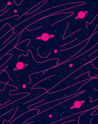 Vibrant Pink Cosmic Nebula Planets Rug