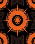 Bright Orange Sunburst Hexagonal Rug