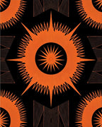 Bright Orange Sunburst Hexagonal Rug