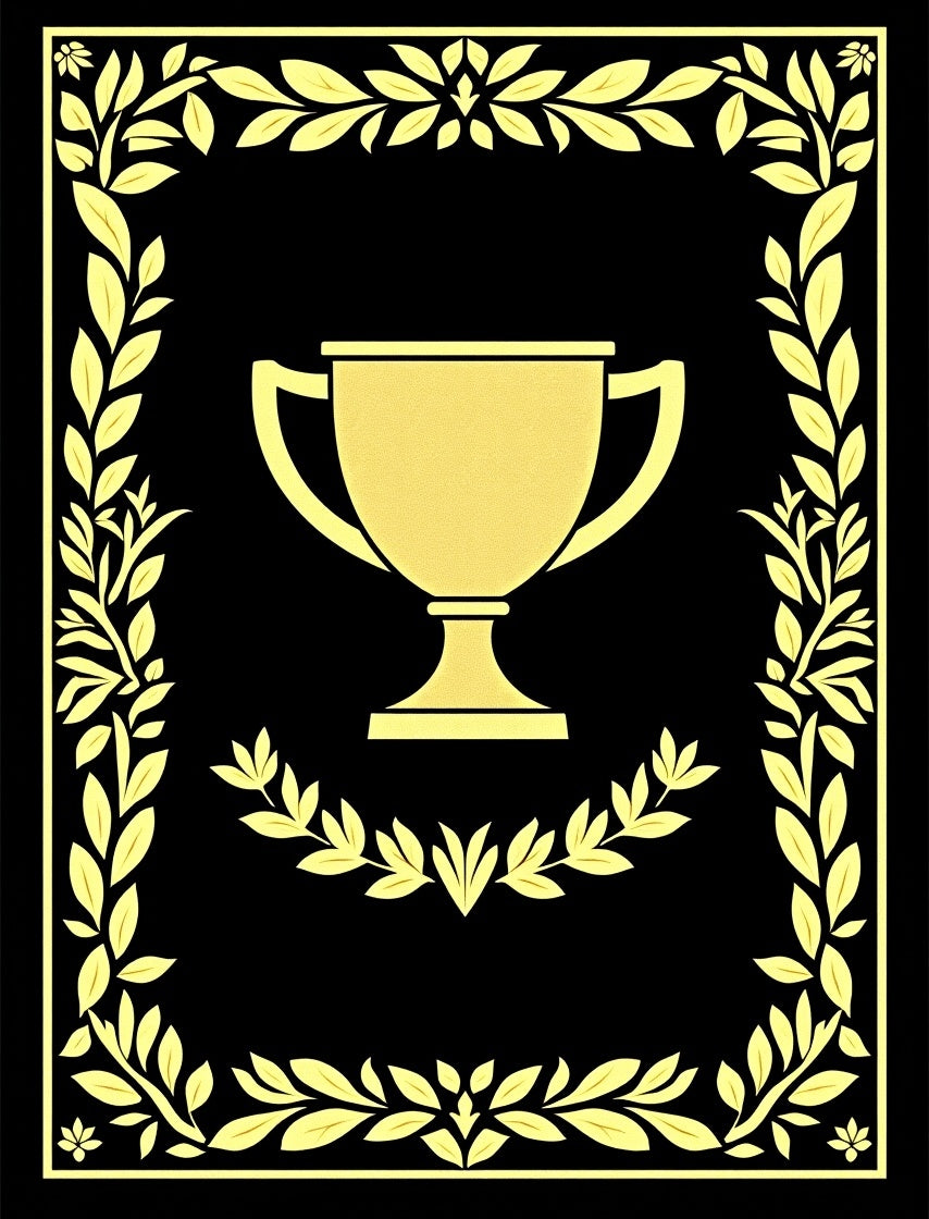 Golden Trophy Laurel Wreath Border Rug