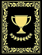 Golden Trophy Laurel Wreath Border Rug