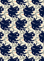 Mid-Century Modern Navy Abstract Forms Rug