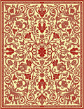 Crimson Floral Vine Mandala Rug