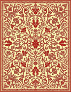 Crimson Floral Vine Mandala Rug