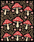 Whimsical Red Mushroom Vines Rug