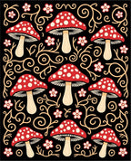 Whimsical Red Mushroom Vines Rug