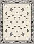 Cream Black Diamond Border Medallion Rug