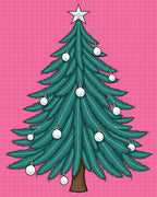 Vibrant Teal Christmas Tree Ornaments Rug