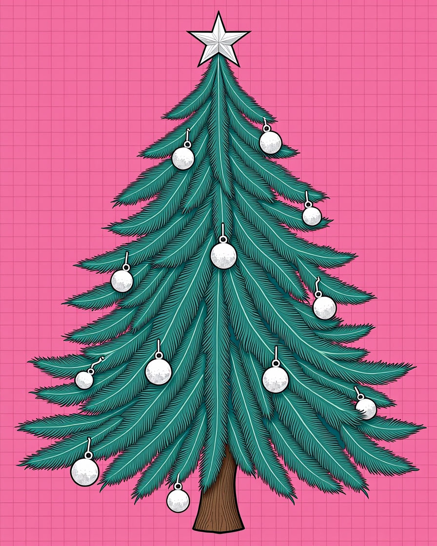 Vibrant Teal Christmas Tree Ornaments Rug