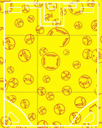 Bright Yellow Red Comic Circles Rug