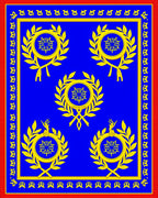 Regal Blue Golden Laurel Wreath Rug