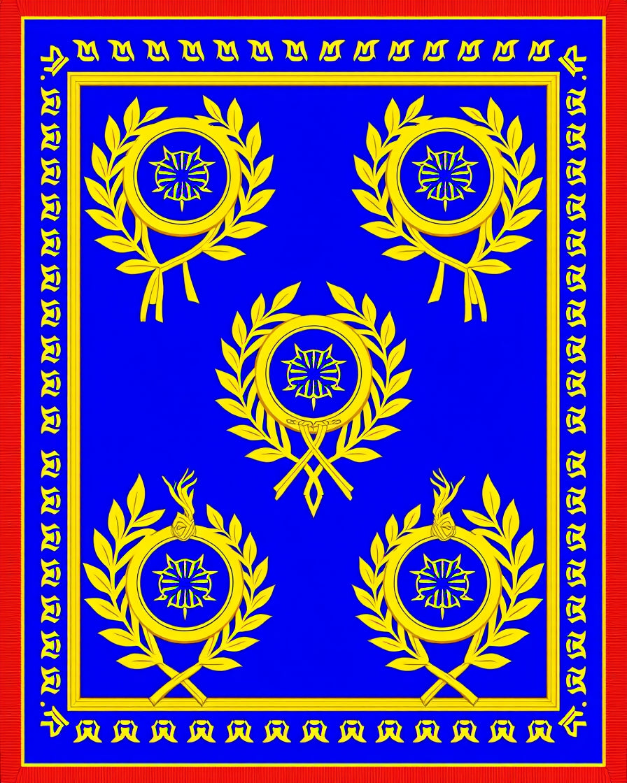 Regal Blue Golden Laurel Wreath Rug