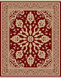 Ornate Crimson and Cream Floral Rug