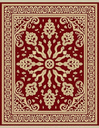 Ornate Crimson and Cream Floral Rug