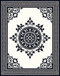 Classic Black White Mandala Border Rug