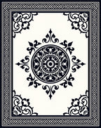 Classic Black White Mandala Border Rug