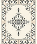 Off-white Gray Ornate Floral Medallion Rug