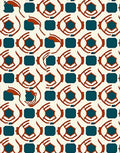 Terracotta Teal Geometric Abstract Rug